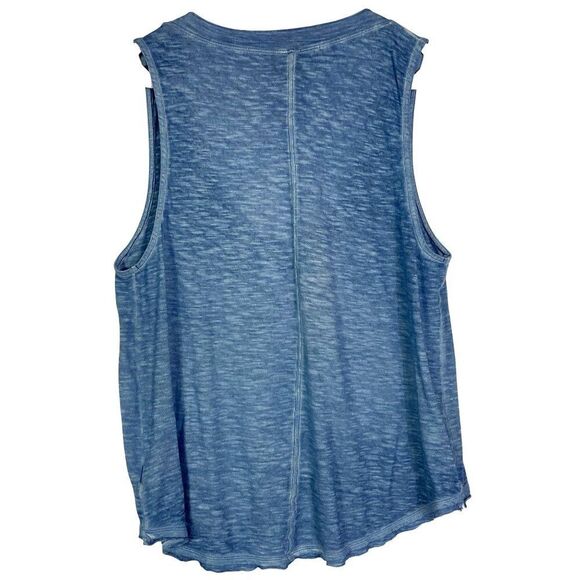 NWOT We The Free Breezy Oversized Blue Burnout Sleeveless Tank, Raw Hem, XS - Picture 2 of 9